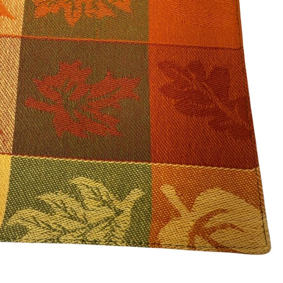 Autumn Leaves Table Runner 13x68 Woven Tapestry Orange Thanksgiving Fall Decor - Picture 6 of 9